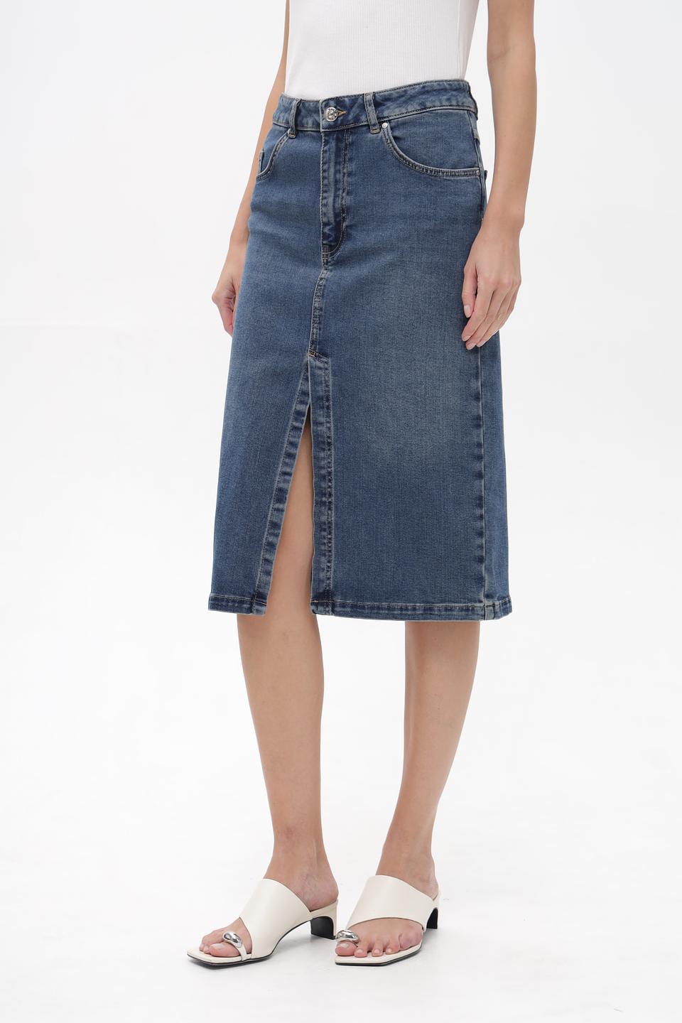 Юбка джинсовая Oui с разрезом