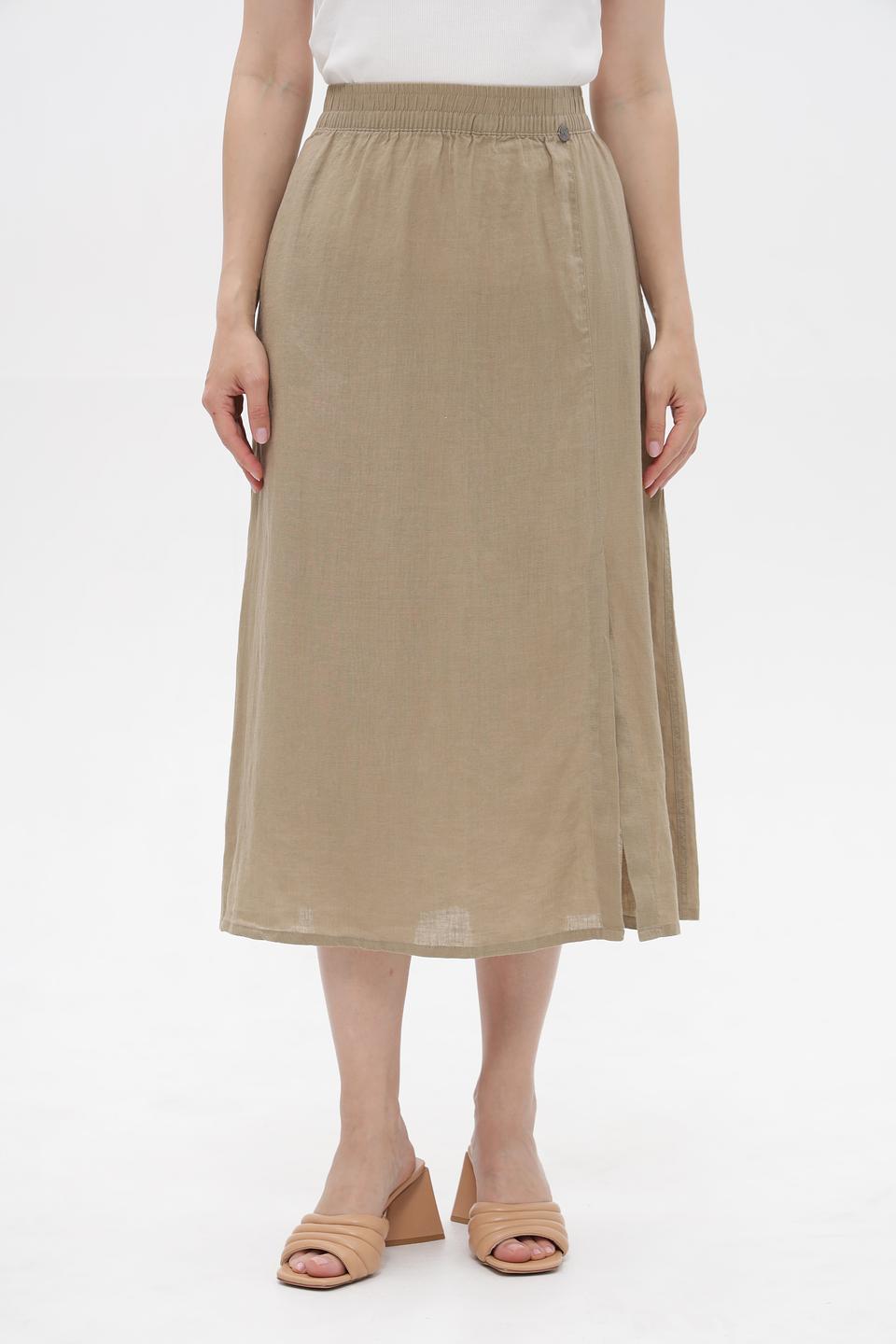 Юбка льняная Lebek бежевая