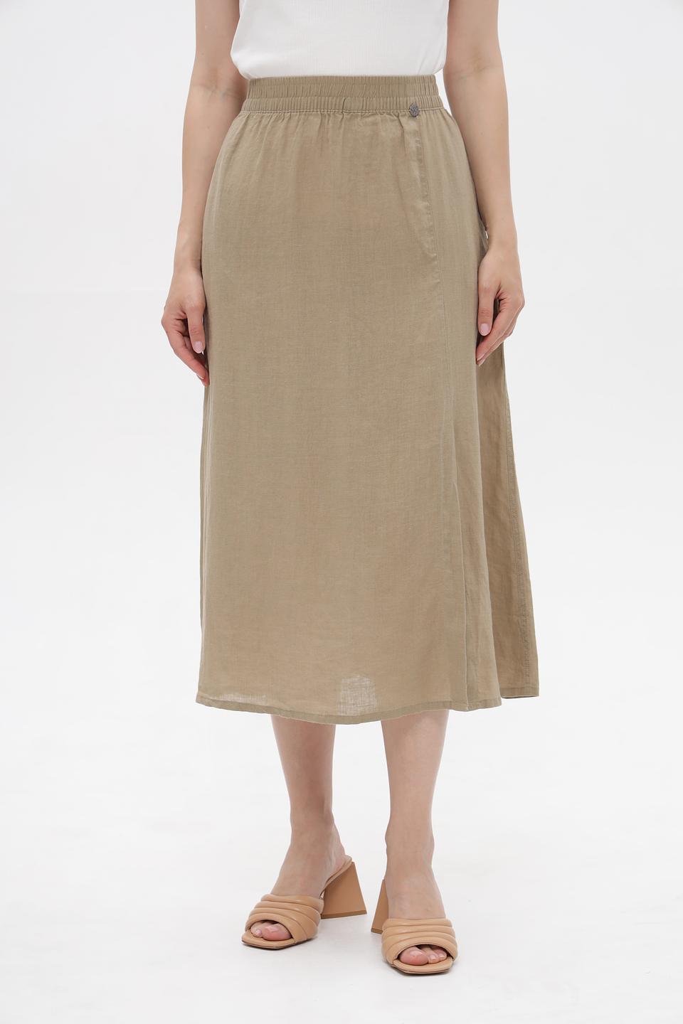 Юбка льняная Lebek бежевая