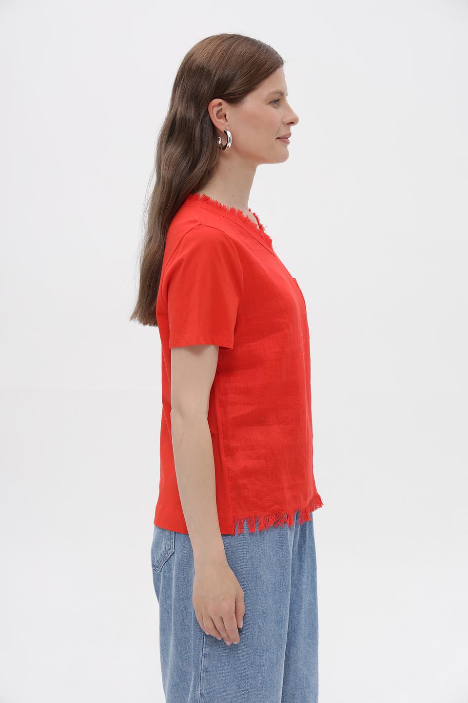 Блузка Marc Cain Collections оранжевая с бахромой