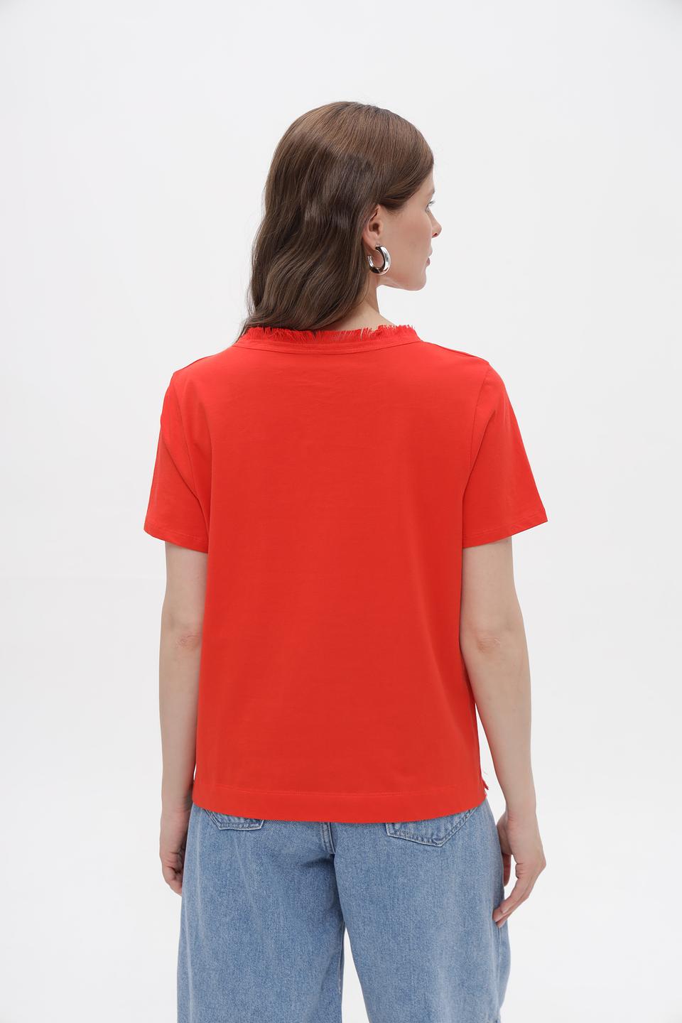 Блузка Marc Cain Collections оранжевая с бахромой