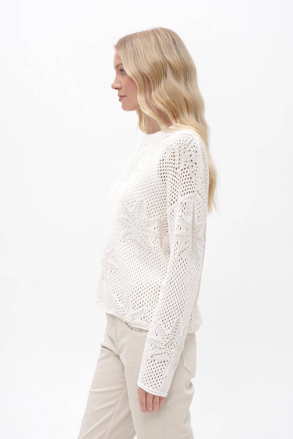 Пуловер Oui ажурный белый