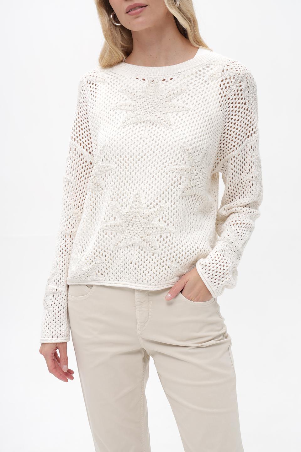 Пуловер Oui ажурный белый