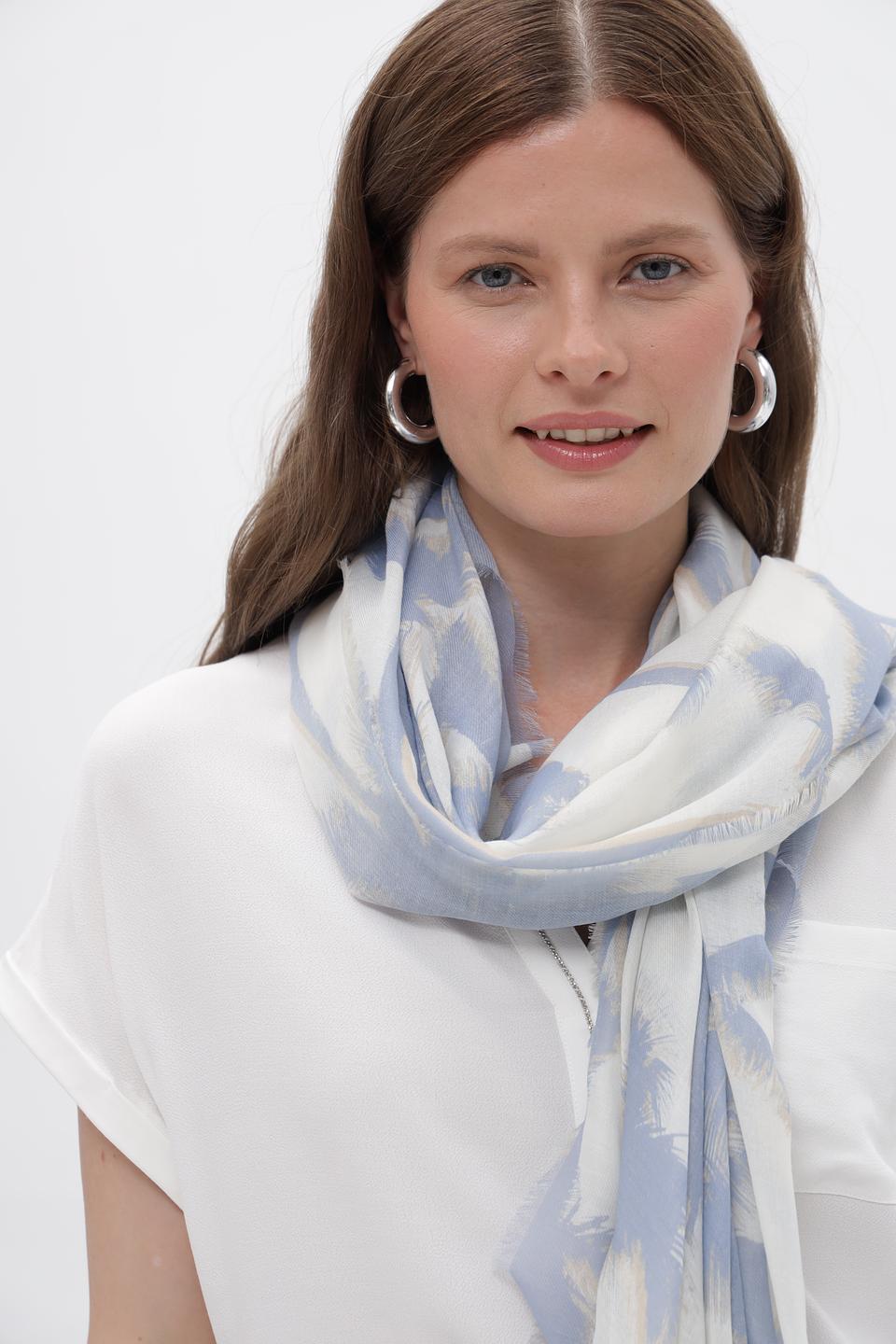 Шарф Oui с пальмами голубой