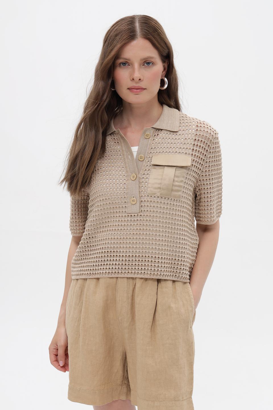 Пуловер Marc Cain с карманом бежевый