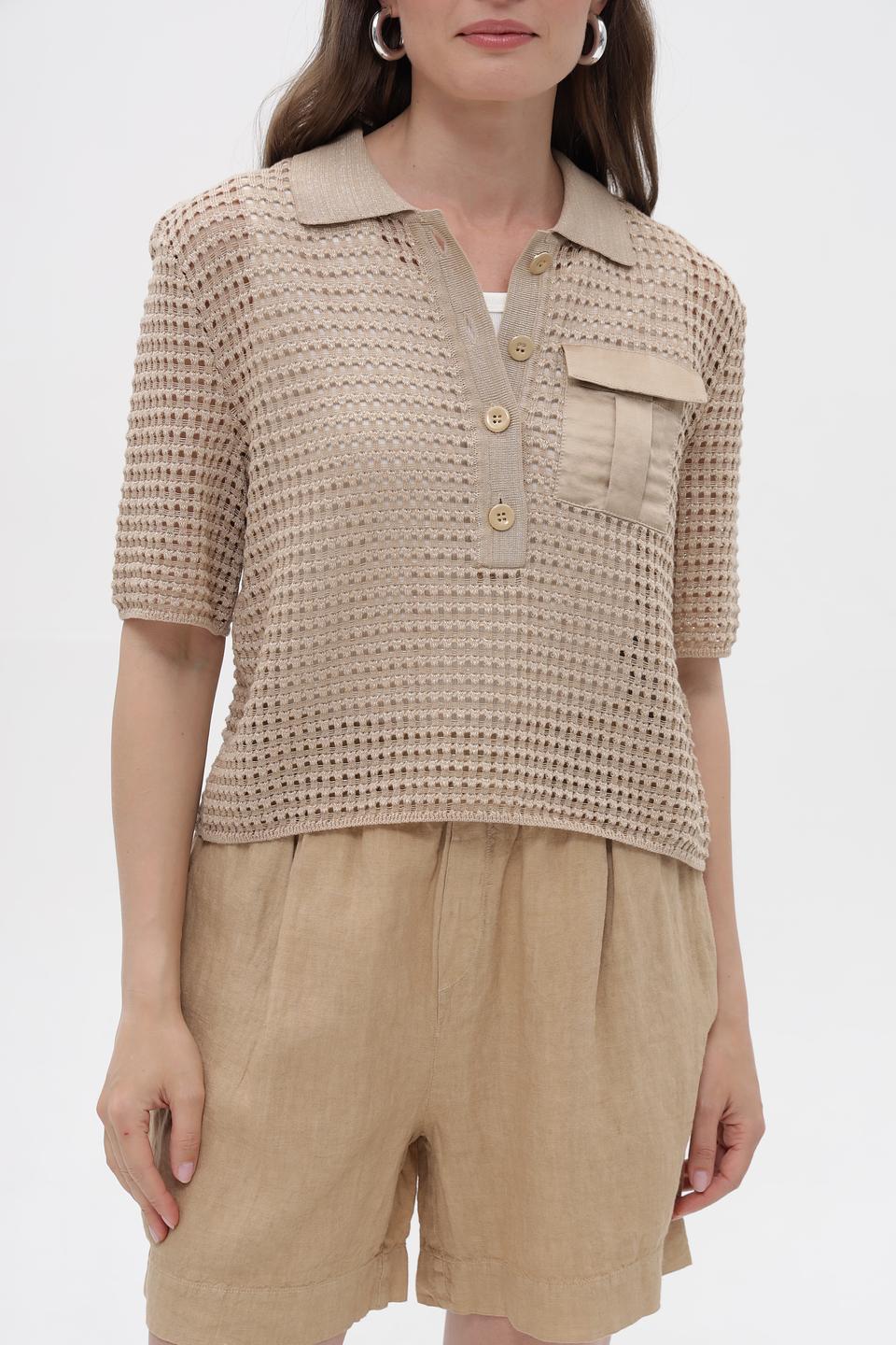 Пуловер Marc Cain с карманом бежевый