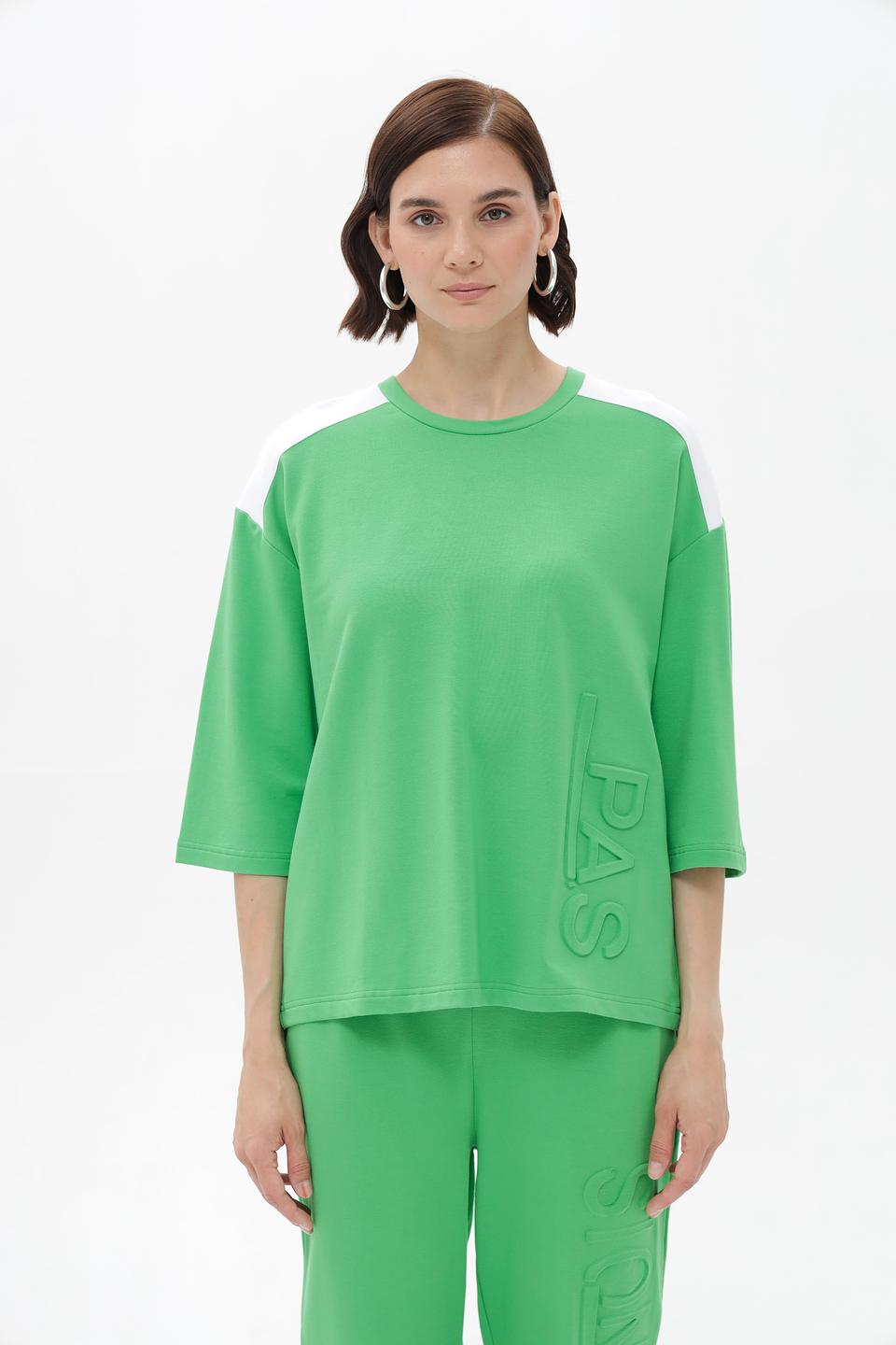 Пуловер Passioni зеленый с логотипом