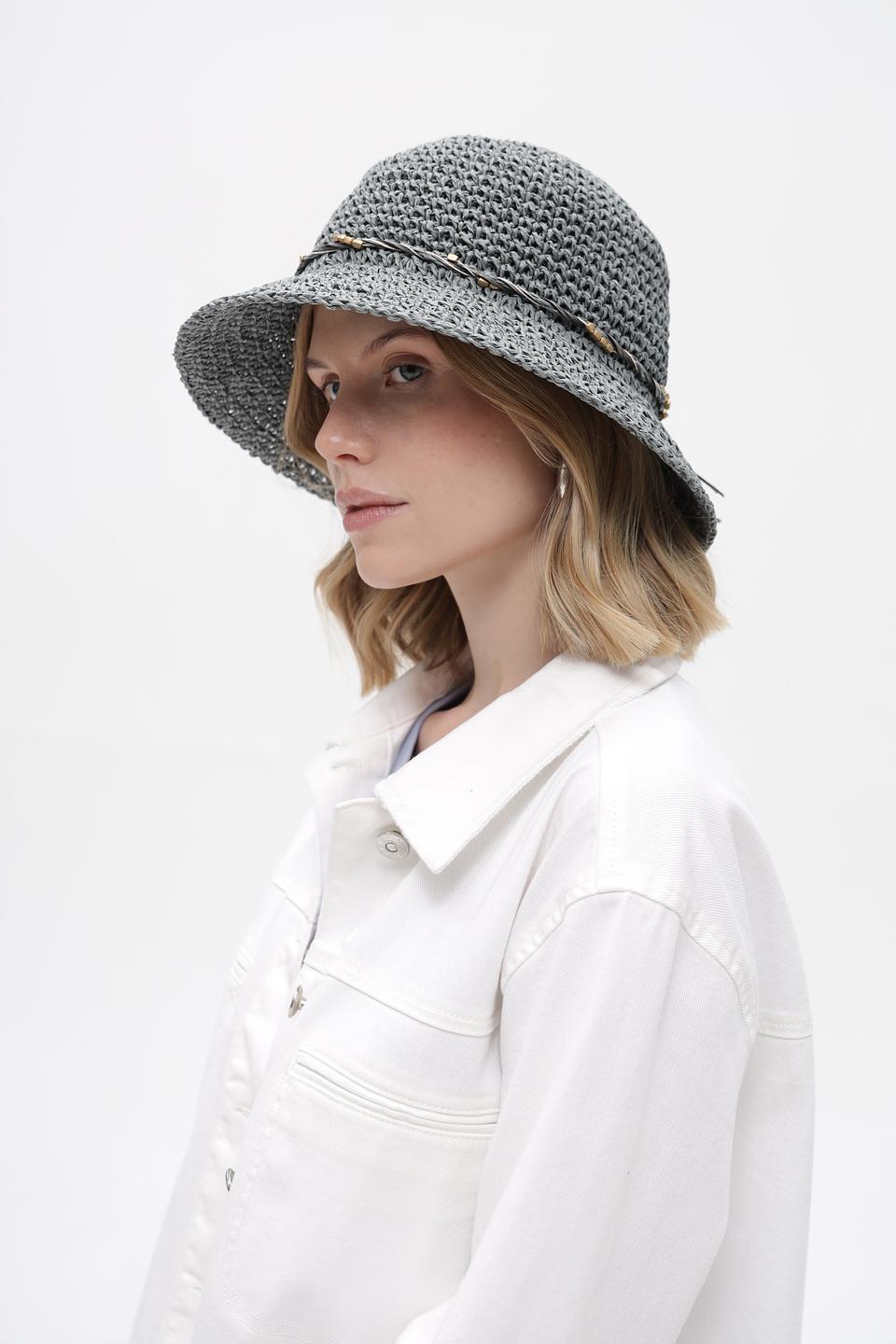 Шляпа Loevenich серая с декором