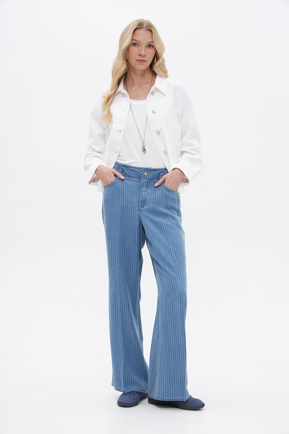 Брюки NYDJ в полоску голубой
