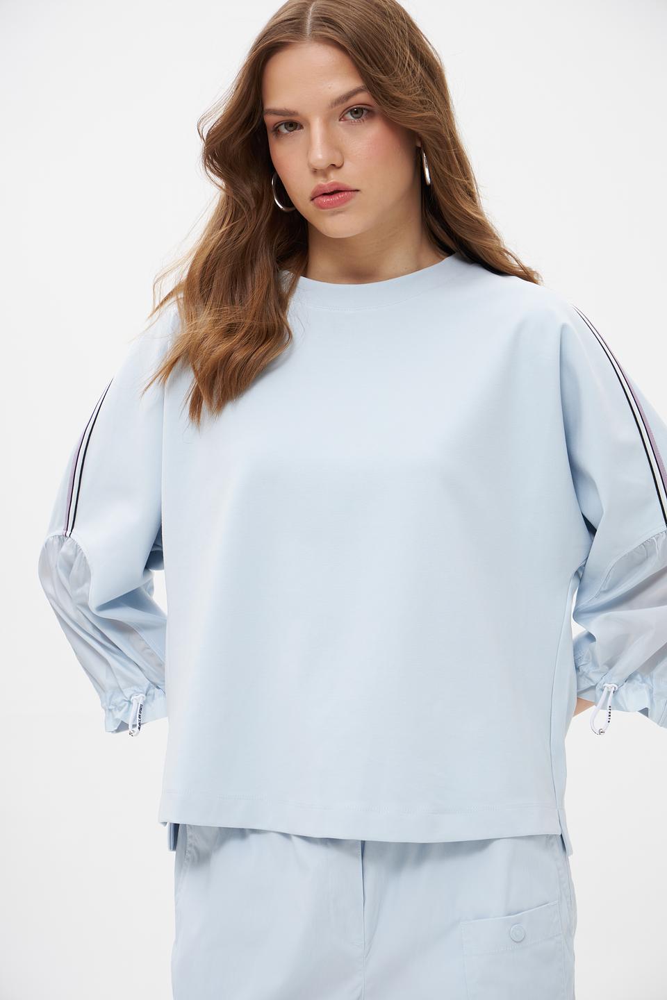 Пуловер Marc Cain голубой с рукавами-фонариками