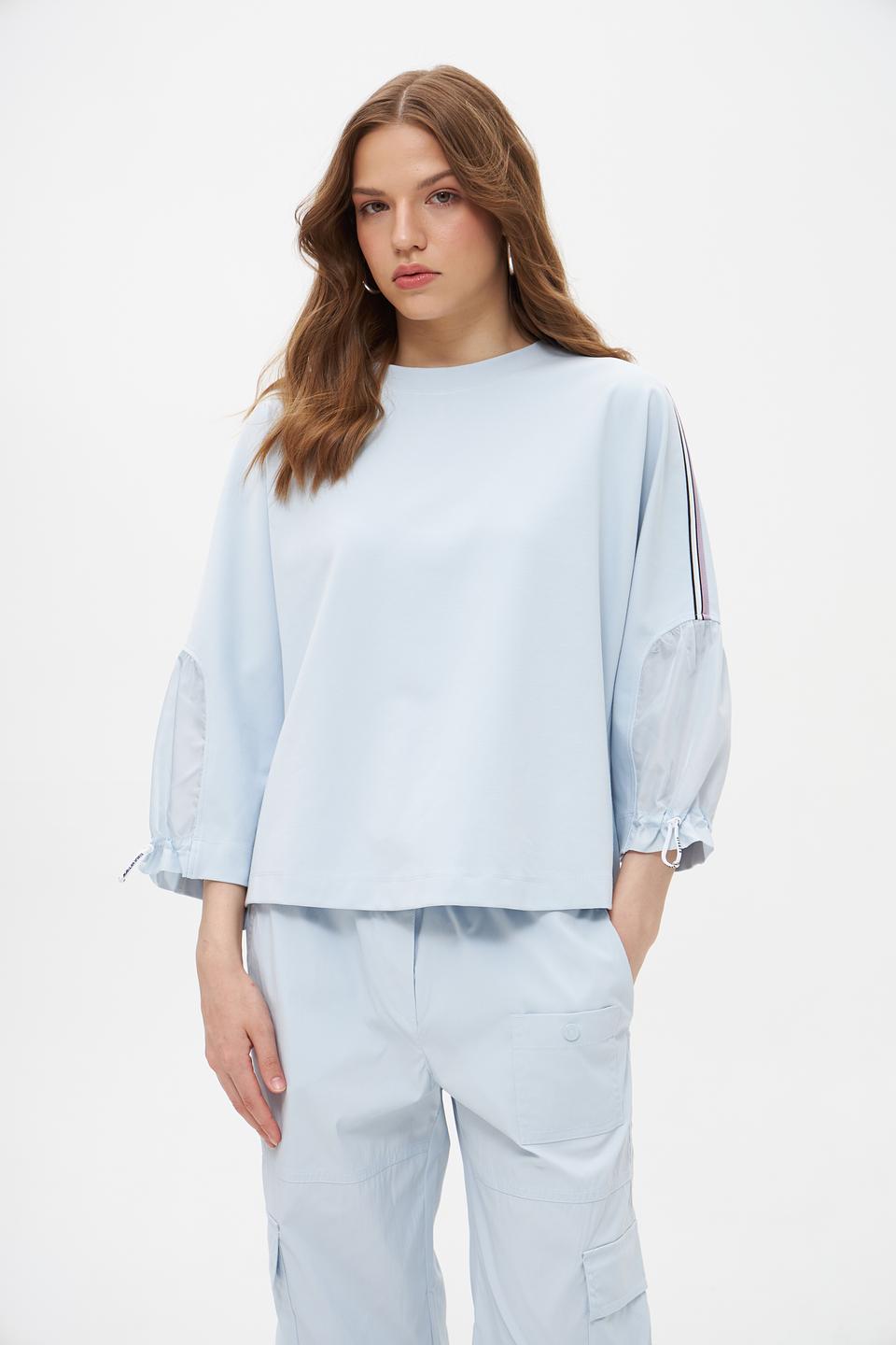 Пуловер Marc Cain голубой с рукавами-фонариками