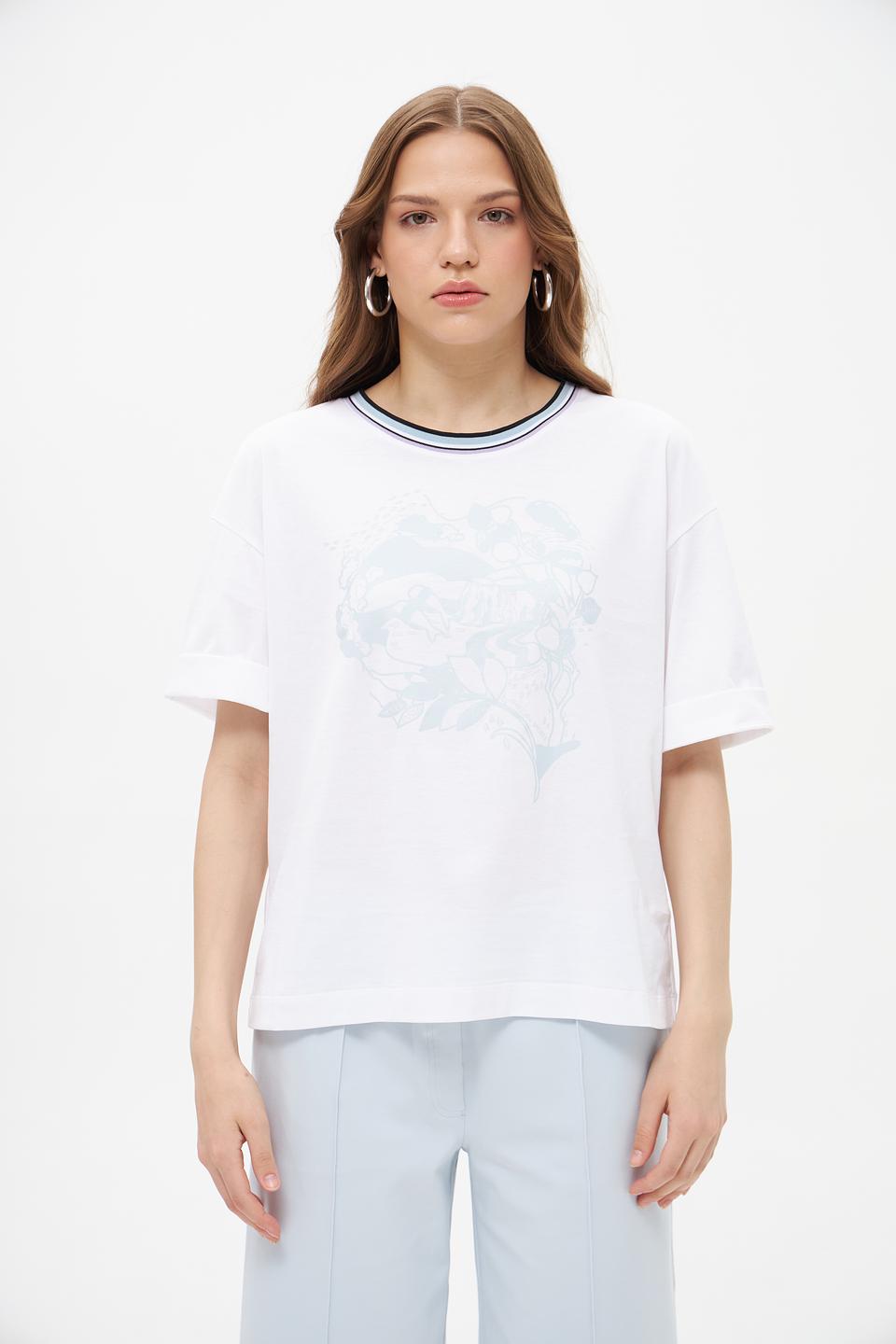 Футболка Marc Cain с принтом голубой