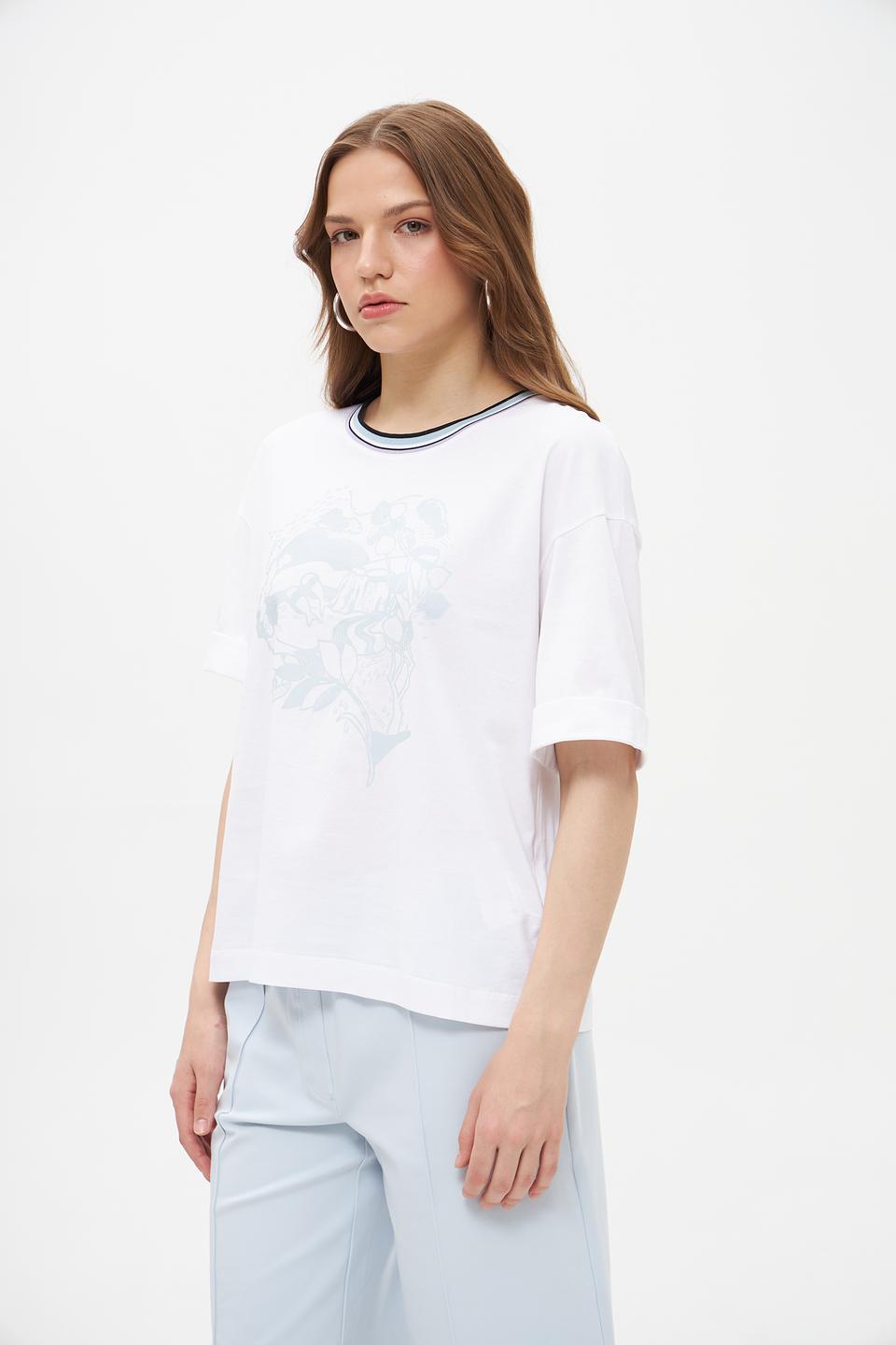 Футболка Marc Cain с принтом голубой