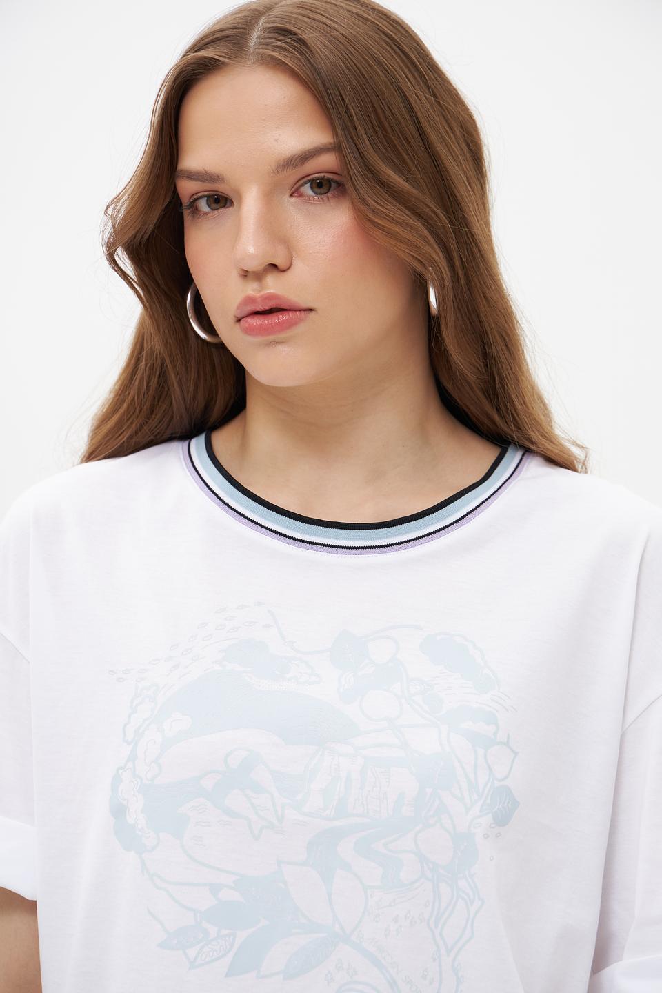 Футболка Marc Cain с принтом голубой