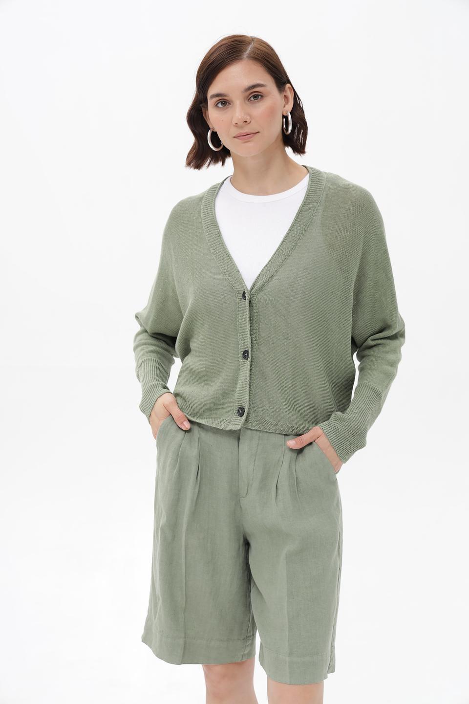 Кардиган Oui льняной хаки