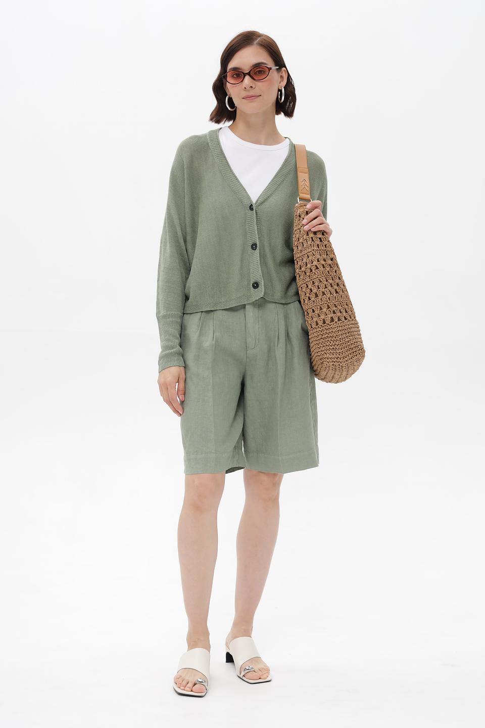 Кардиган Oui льняной хаки