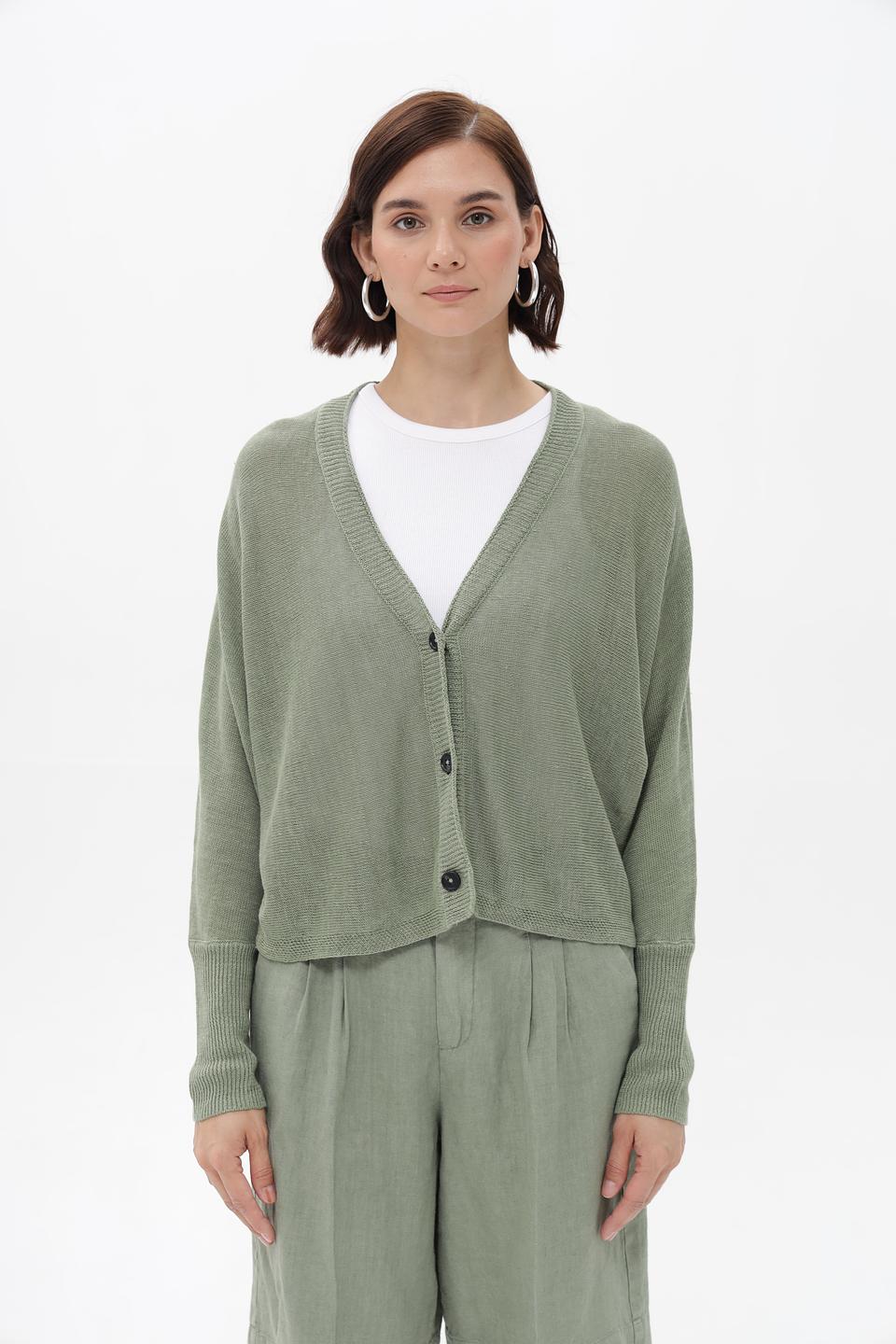 Кардиган Oui льняной хаки