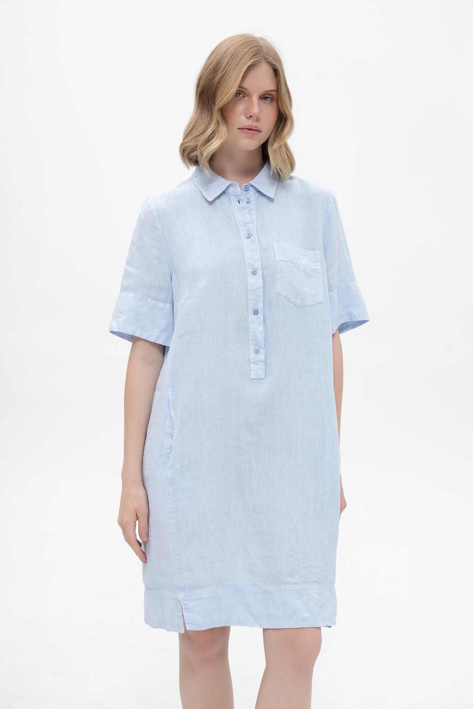 Платье рубашка Oui голубое