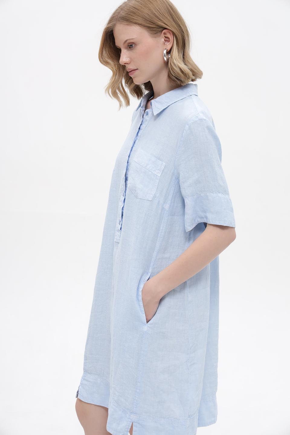 Платье рубашка Oui голубое