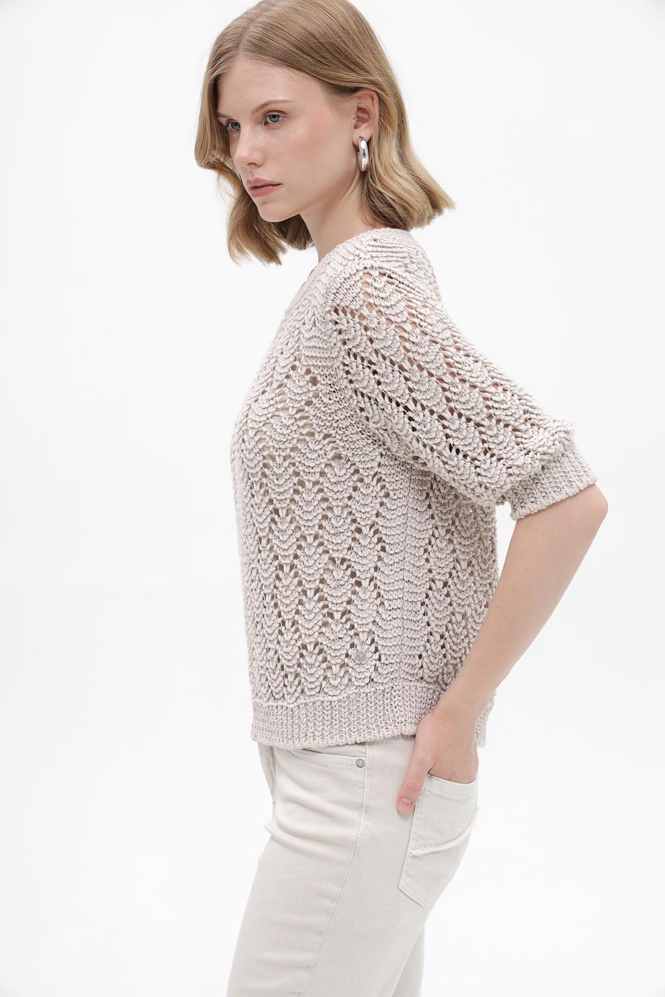 Пуловер Monari бежевый ажурный