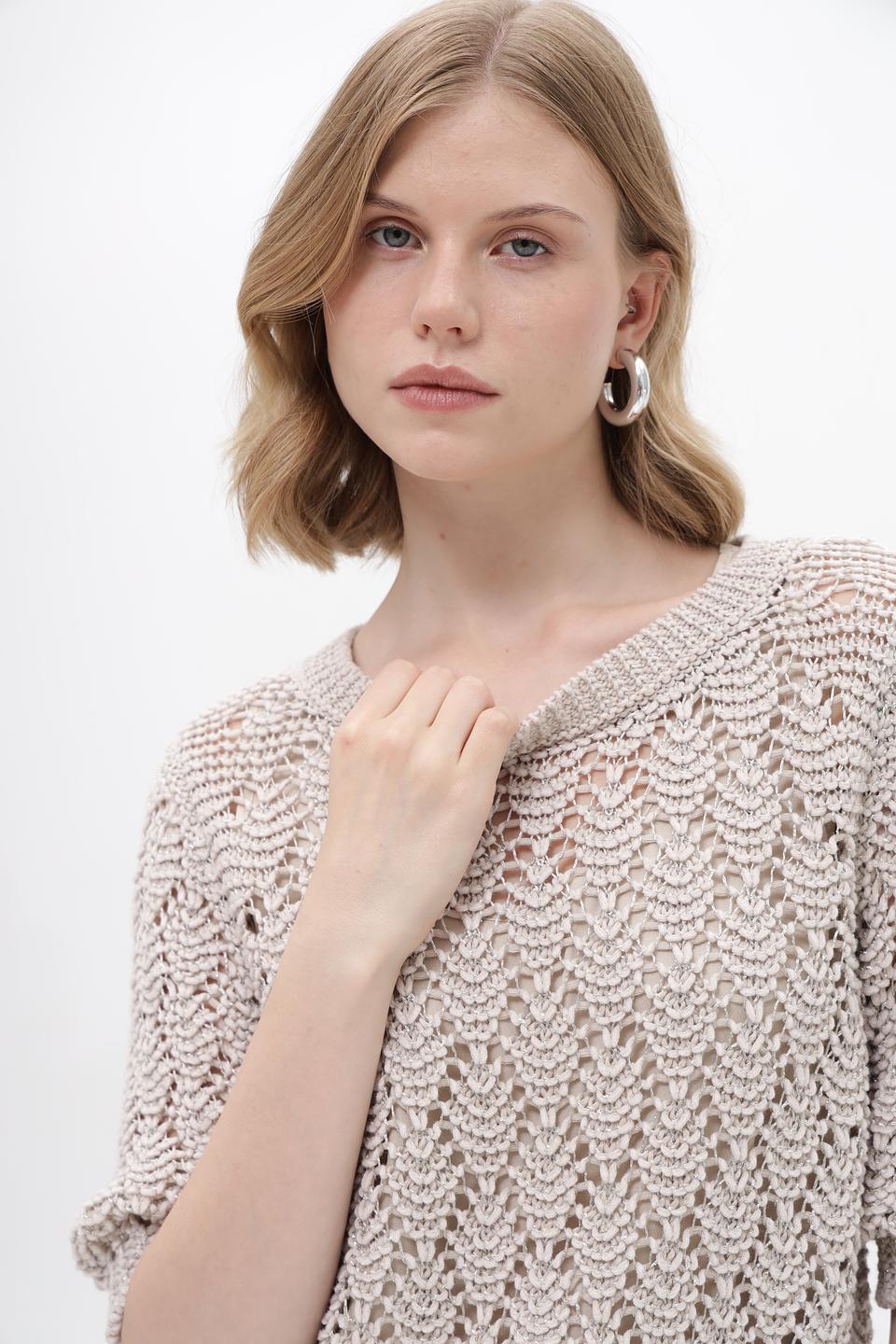 Пуловер Monari бежевый ажурный
