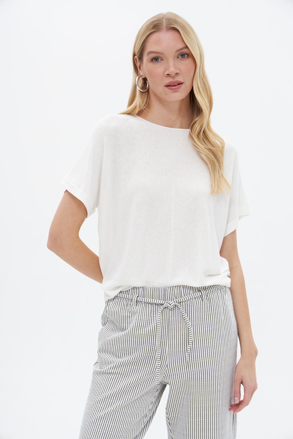 Пуловер Lecomte женский белый с коротким рукавом