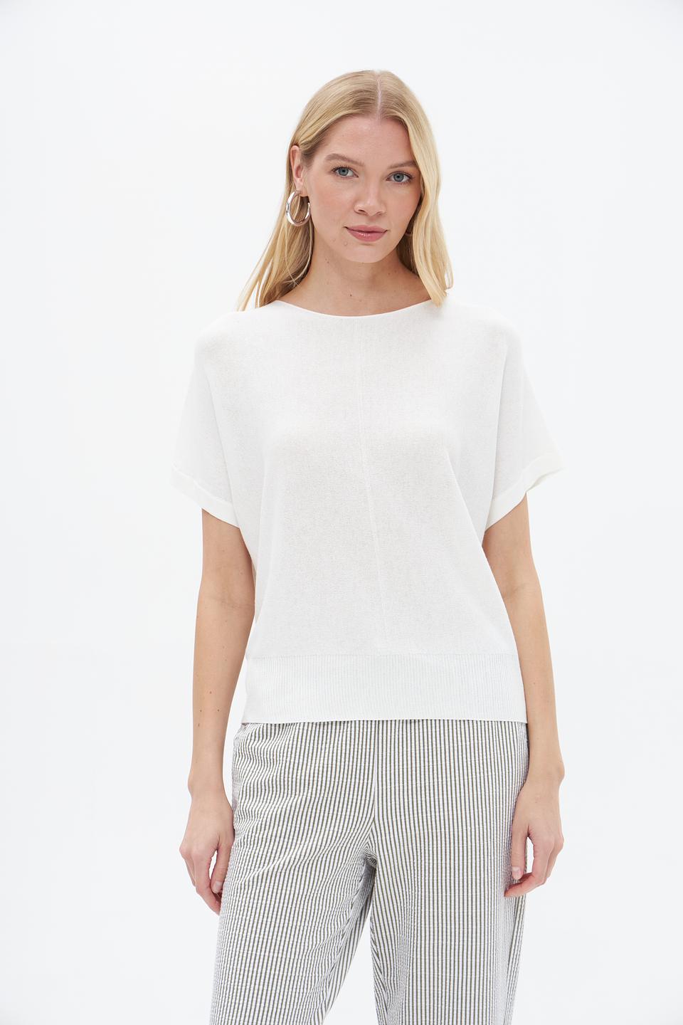 Пуловер Lecomte женский белый с коротким рукавом