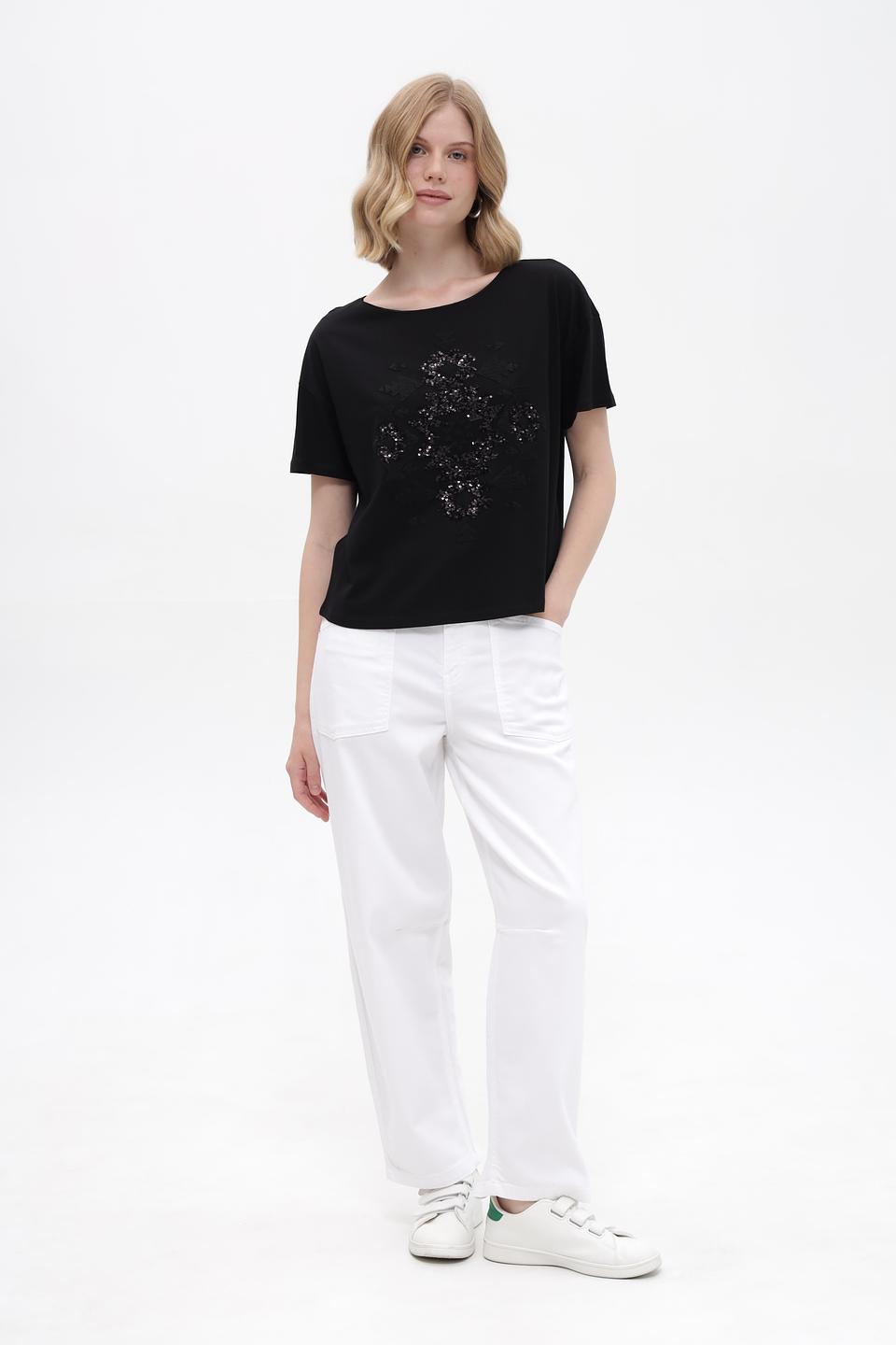 Футболка Monari с пайетками чёрная