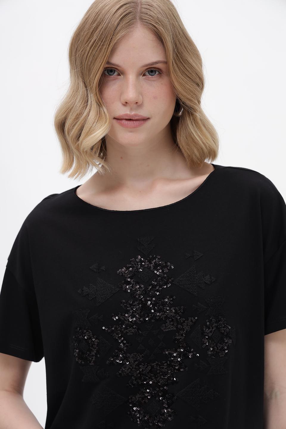 Футболка Monari с пайетками чёрная