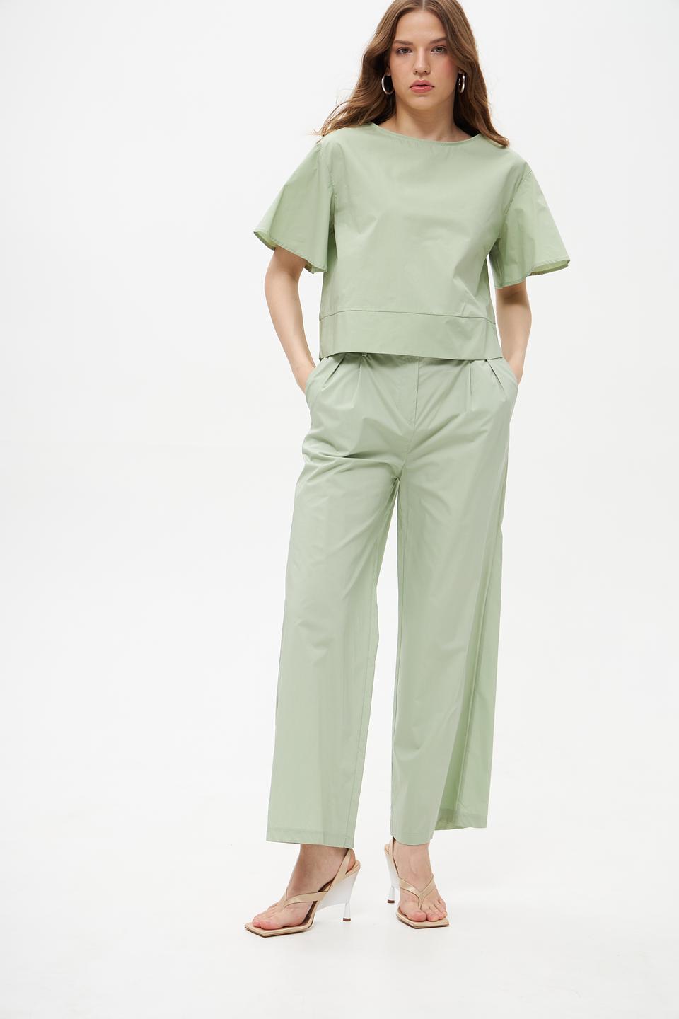 Брюки Croche с поясом мятного цвета