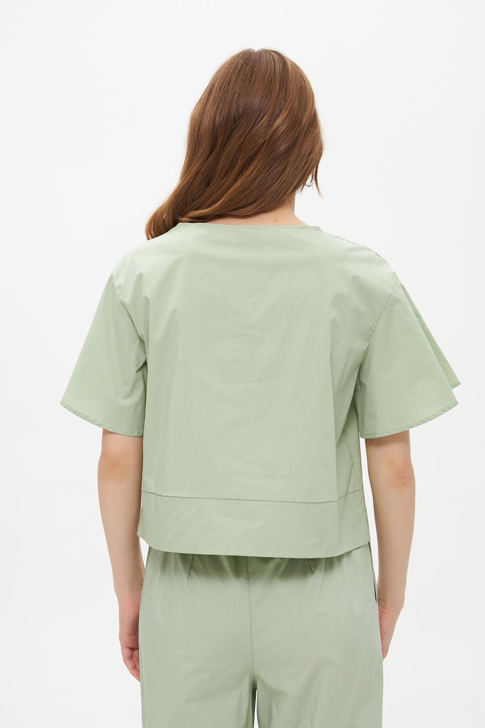 Блузка Croche зеленая укороченная