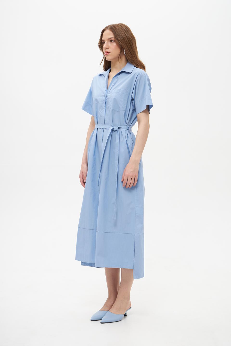 Платье Croche приталенное голубое