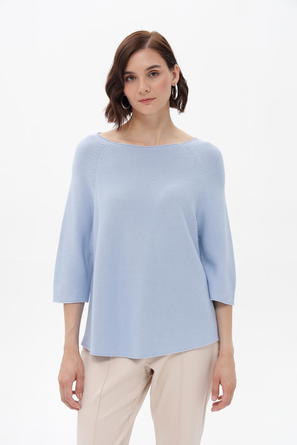 Пуловер Oui голубой с рукавом 3/4