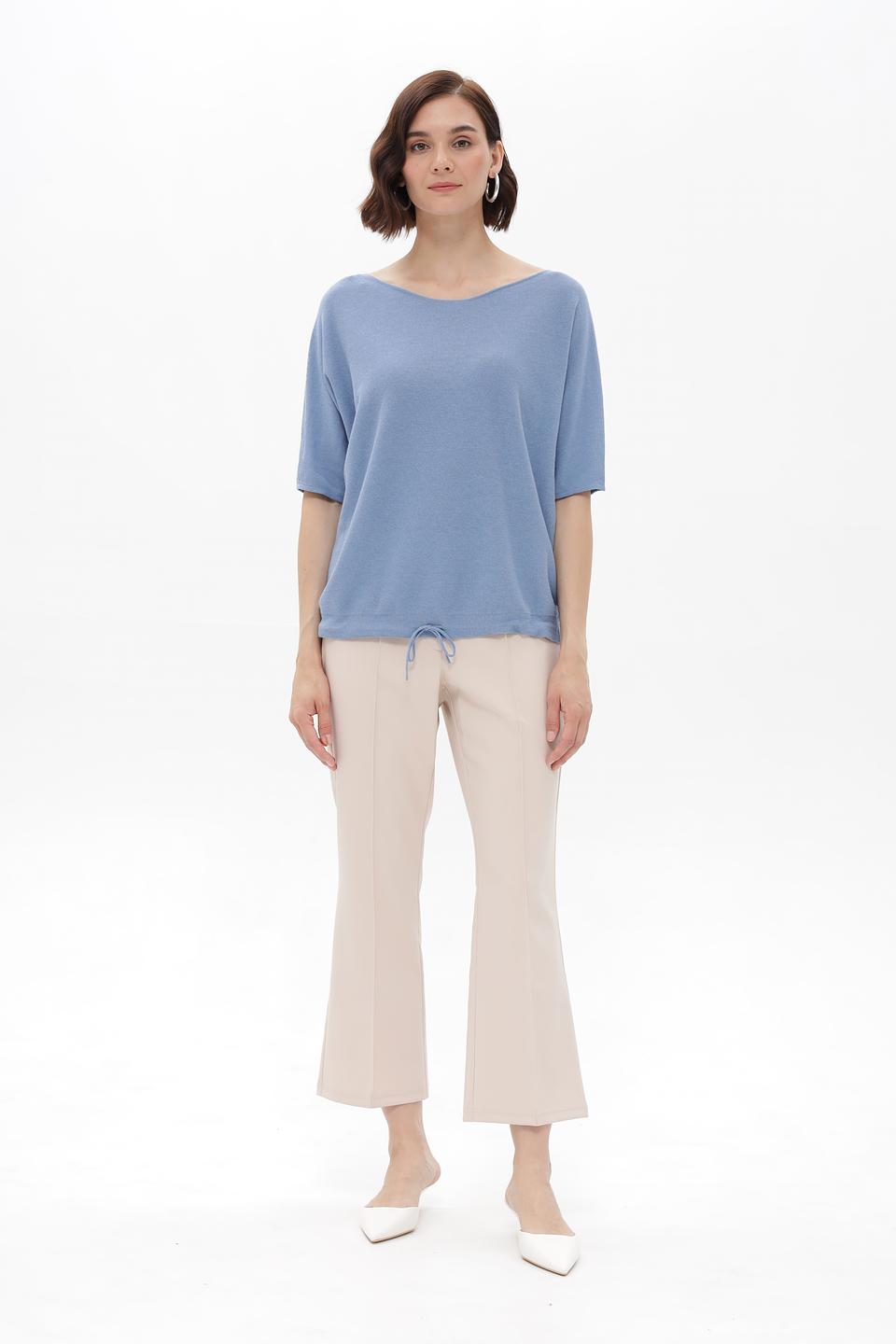 Пуловер Oui голубой с завязками