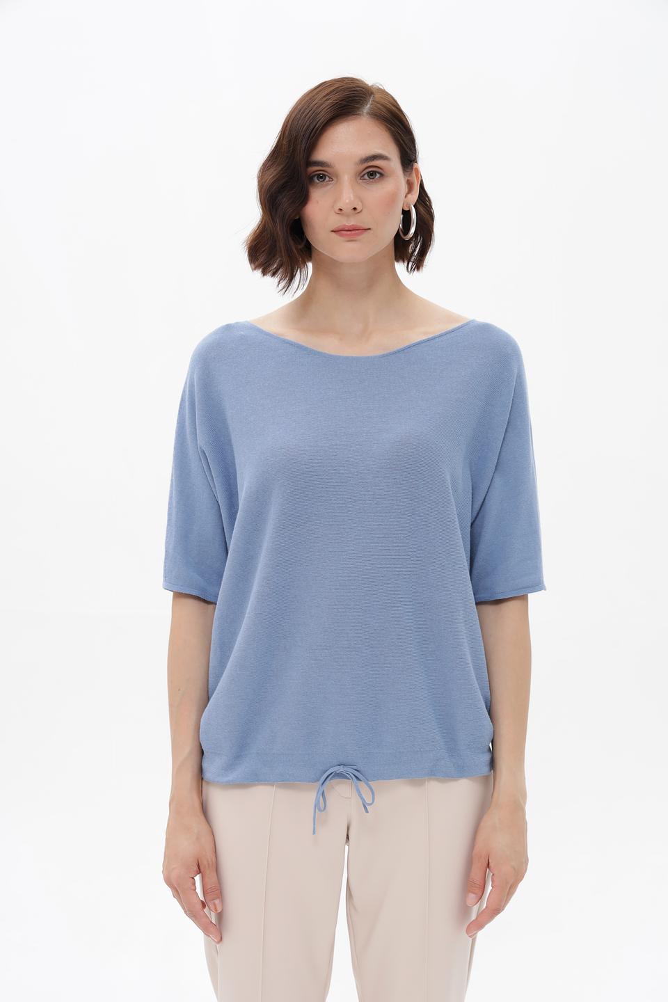 Пуловер Oui голубой с завязками