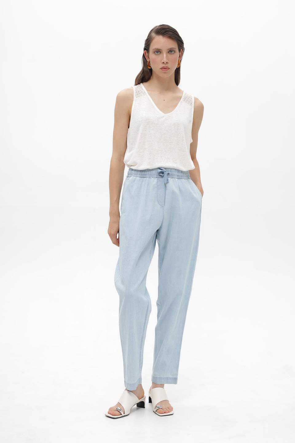 Топ Broadway с кружевом молочный