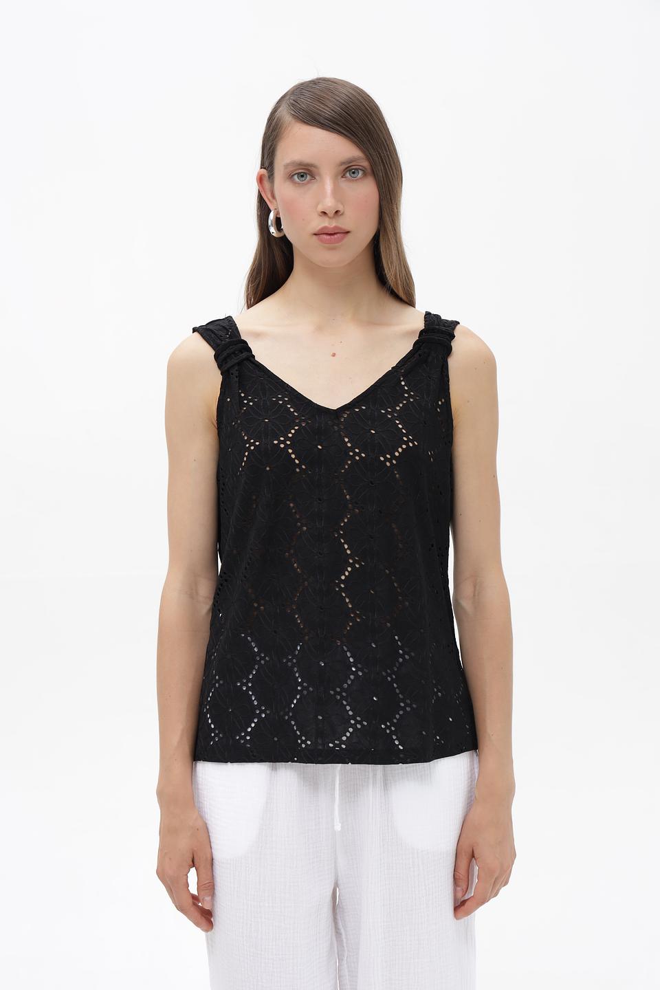Топ Broadway с вышивкой черного цвета