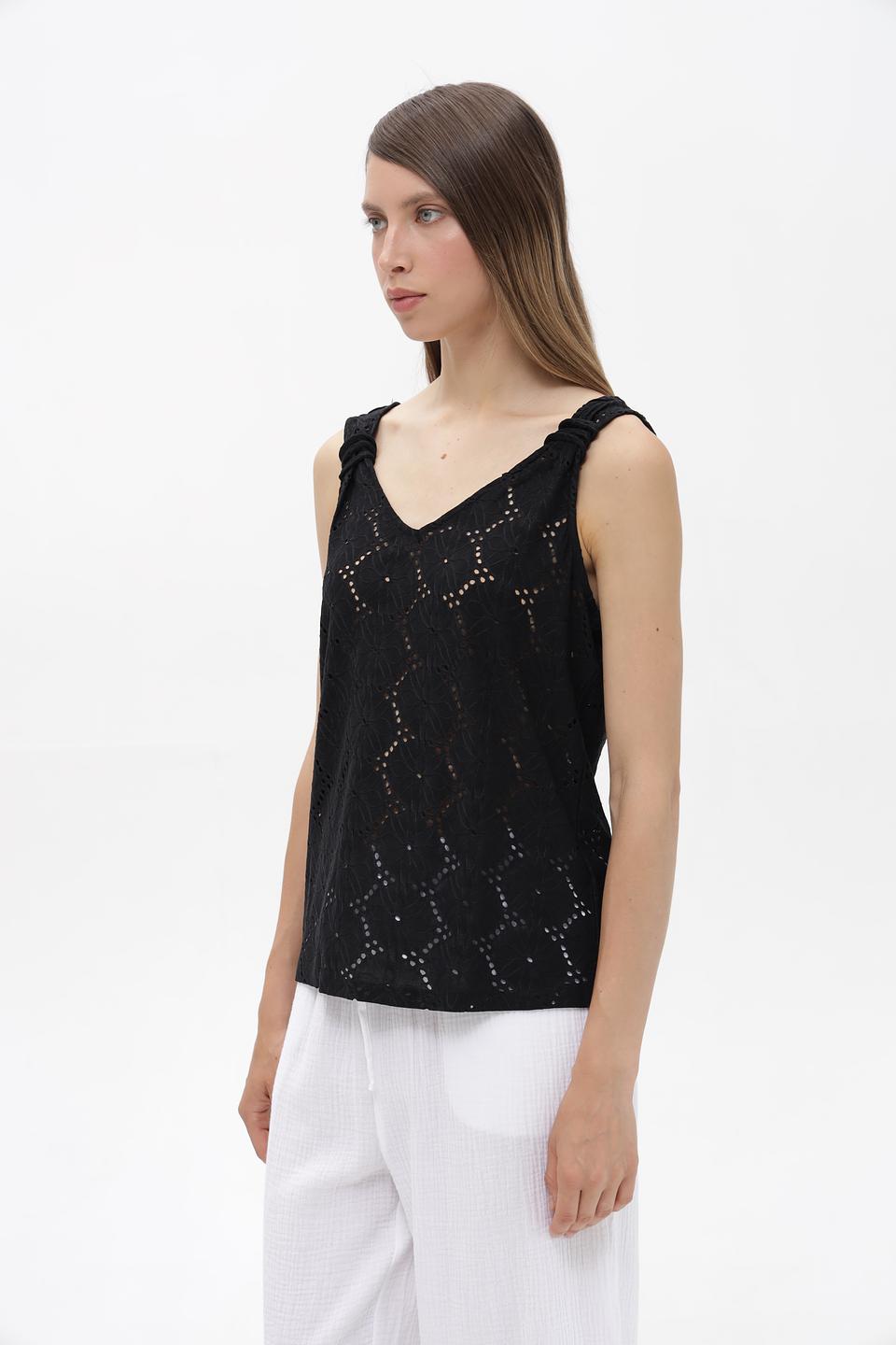 Топ Broadway с вышивкой черного цвета