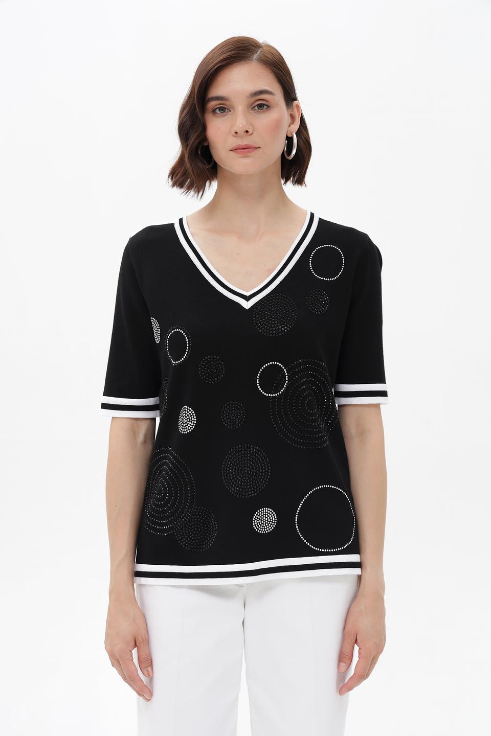 Пуловер Passioni с кругами чёрный