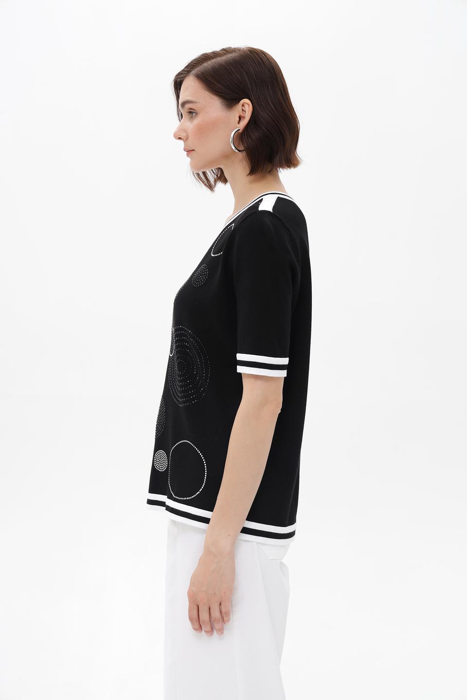 Пуловер Passioni с кругами чёрный