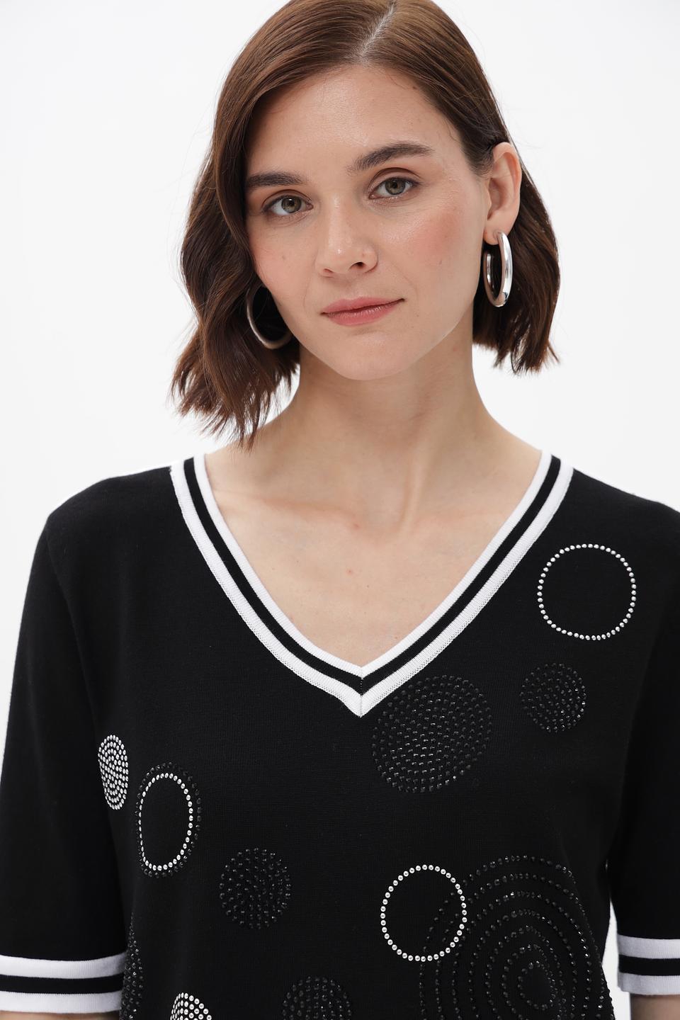 Пуловер Passioni с кругами чёрный