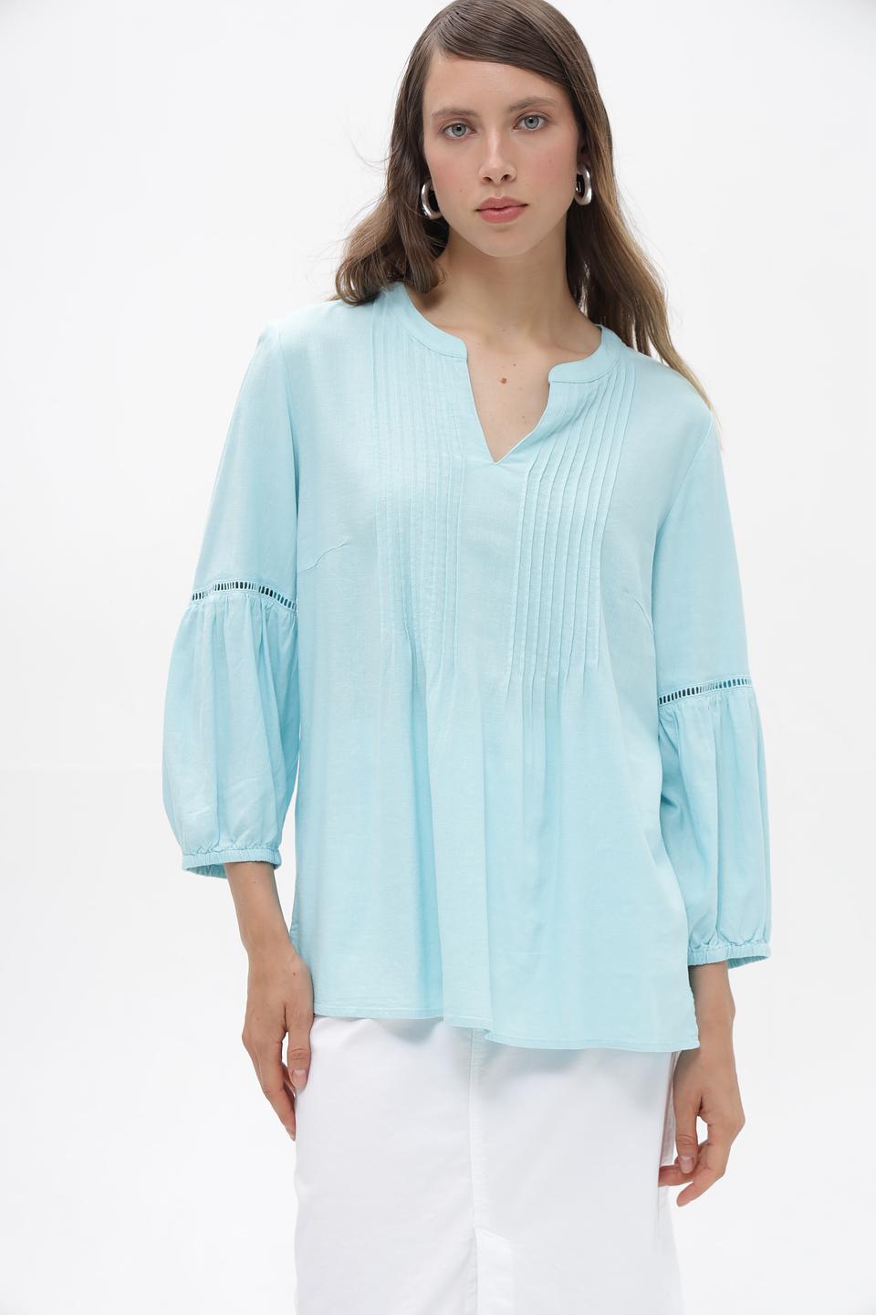 Блузка Olsen с рукавами-фонариками голубая