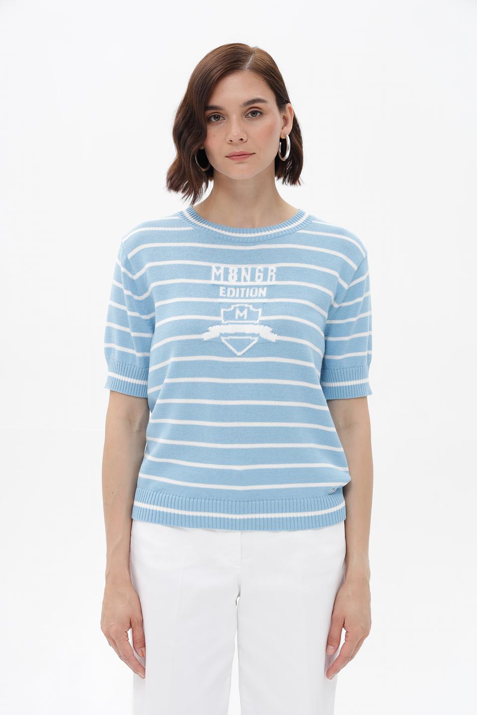 Пуловер Monari в полоску голубой