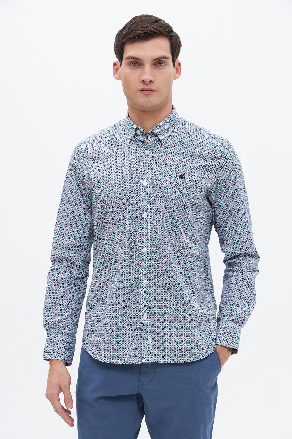 Рубашка Lerros с принтом голубой