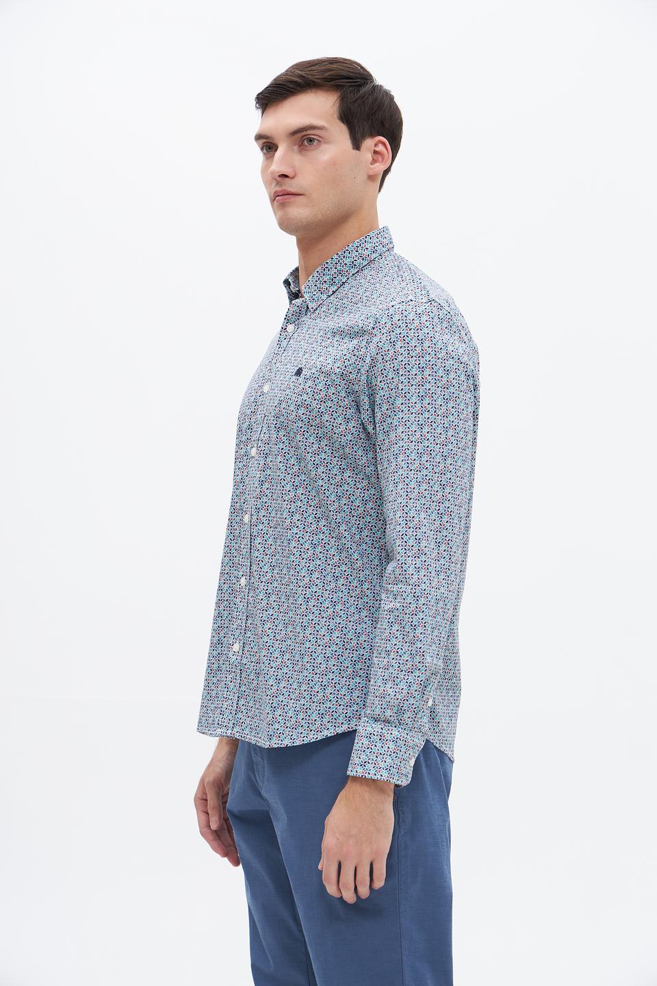 Рубашка Lerros с принтом голубой