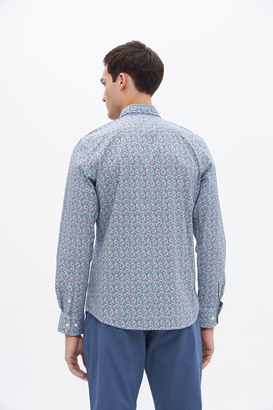 Рубашка Lerros с принтом голубой