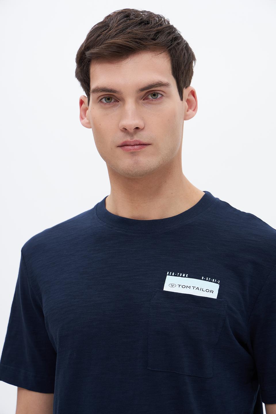 Футболка Tom Tailor с логотипом темно-синяя