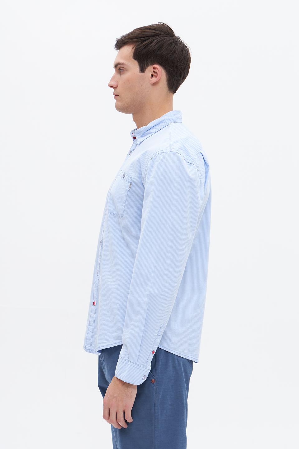 Рубашка Time Zone в полоску голубую