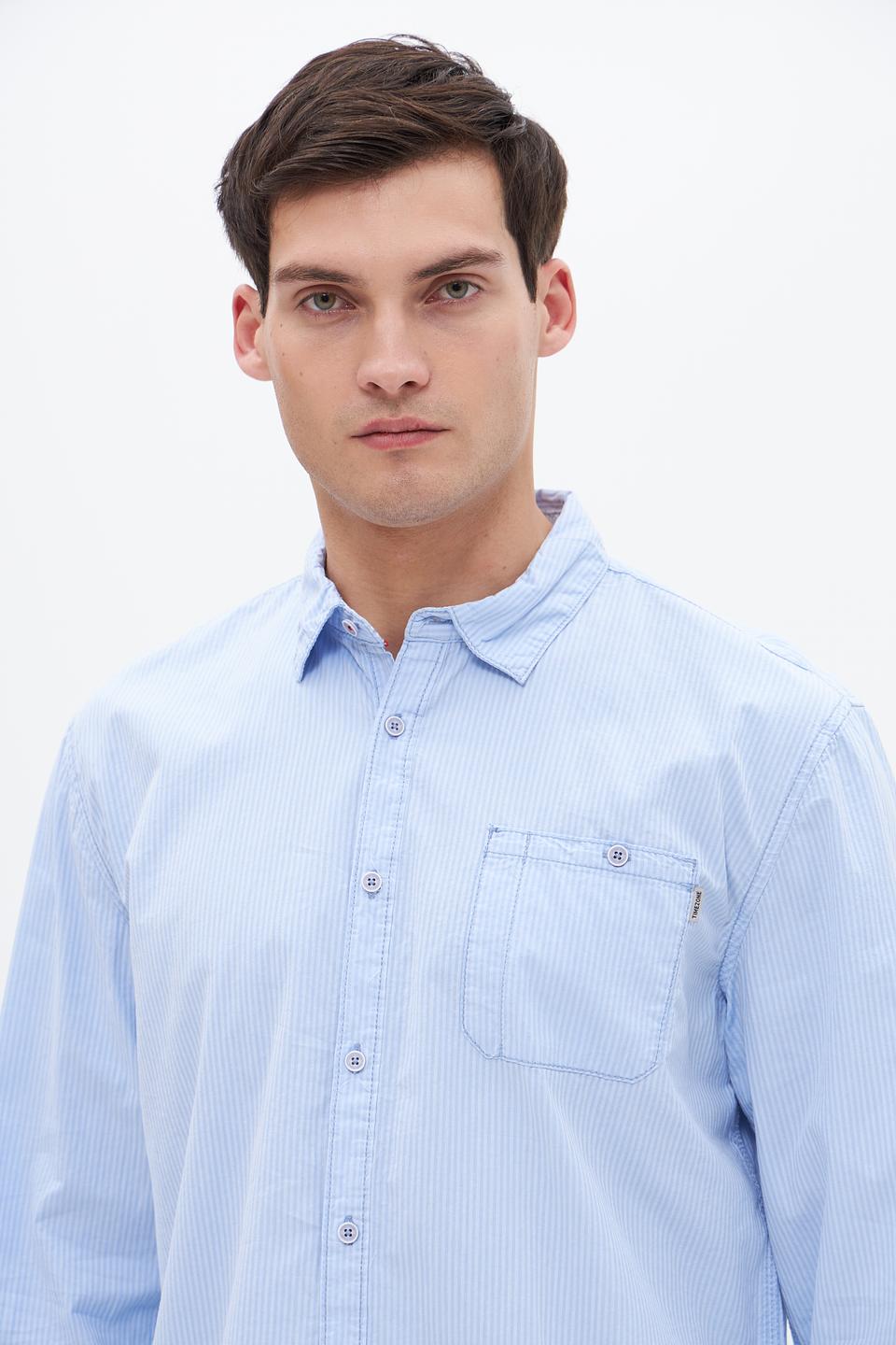 Рубашка Time Zone в полоску голубую