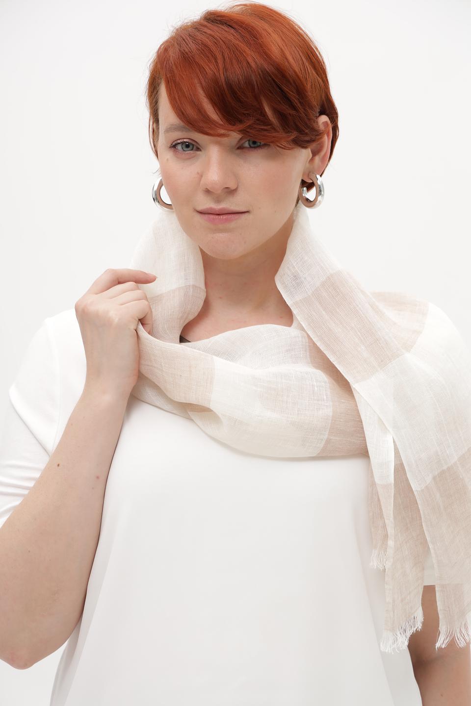 Шарф Fraas в полоску бежевый